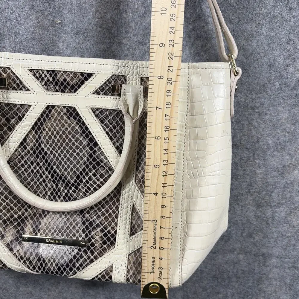 Brahmin Priscilla Satchel Natural Leighton Handbag Purse‎ Snakeskin Taupe